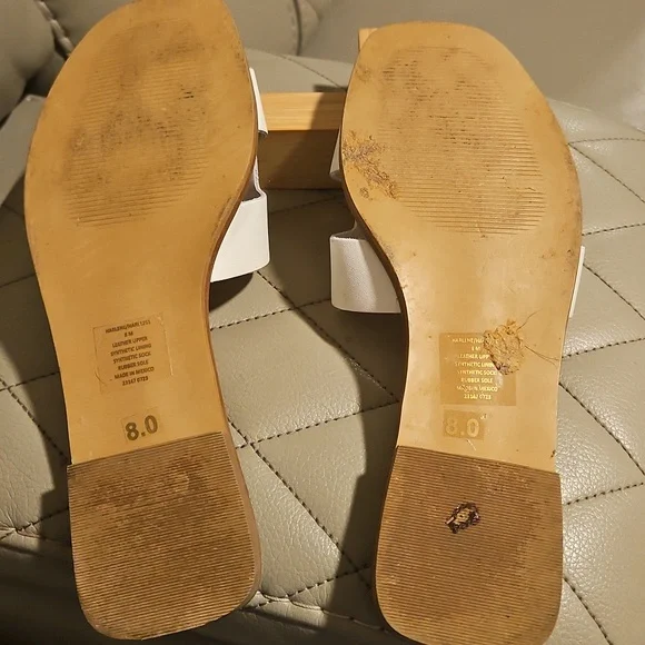 Steve Madden White Sandals with Gold Buckle - Picture 6 of 7